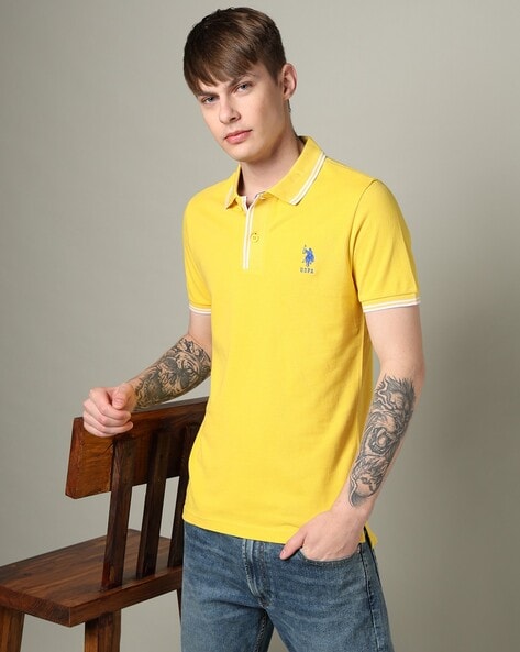 Men Logo Embroidered Slim Fit Polo T-Shirt