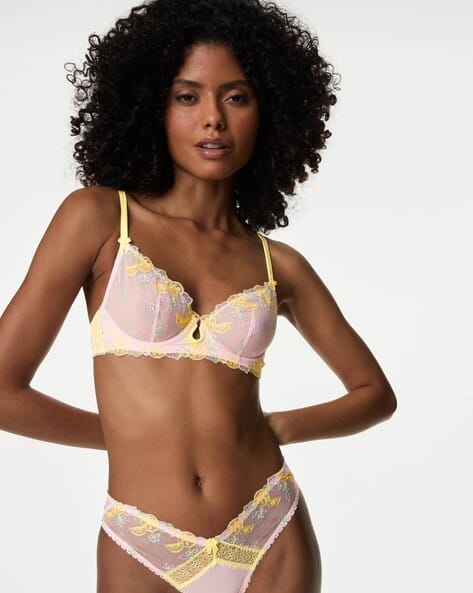 Marks & Spencer Abella Embroidered Mesh Wired Plunge Bra