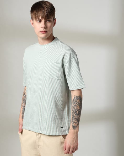 DNMX Men Striped Regular Fit Crew-Neck T-Shirt deal from ajio