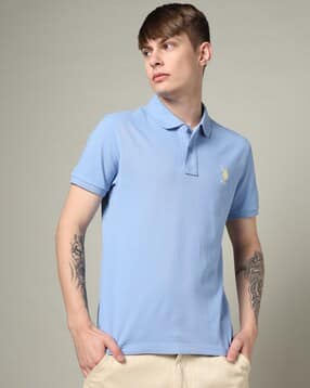 Men Slim Fit Polo T-Shirt with Logo Embroidery