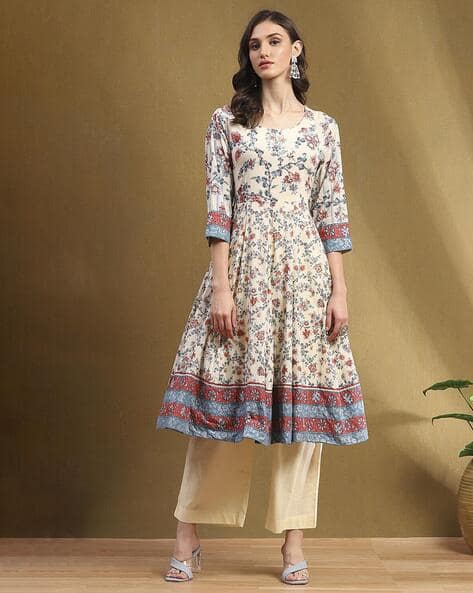 Women Floral Print Flared Kurta Suit Set