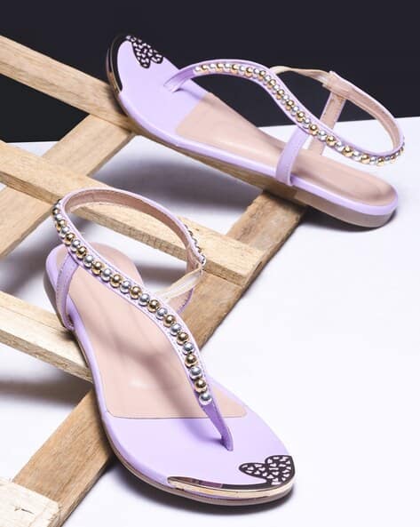 Buy Lavender Flat Sandals for Women by Selfiee Online