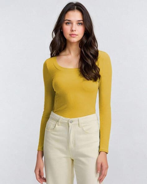 KOTTY Women Slim Fit Top with Scoop Neck