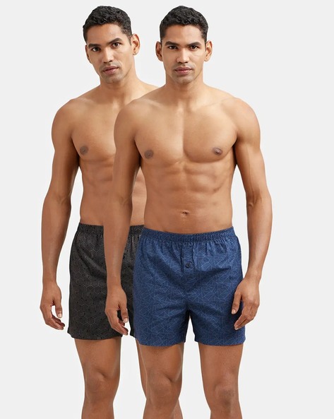 Men Pack of 2 Geometric Print Boxers