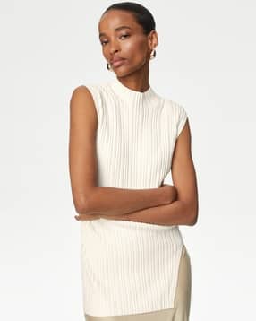 marks & spencer Women Ribbed Funnel-Neck Pullover-picture-12