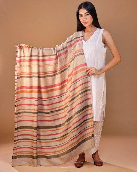 Women Stripes Shawl Price in India