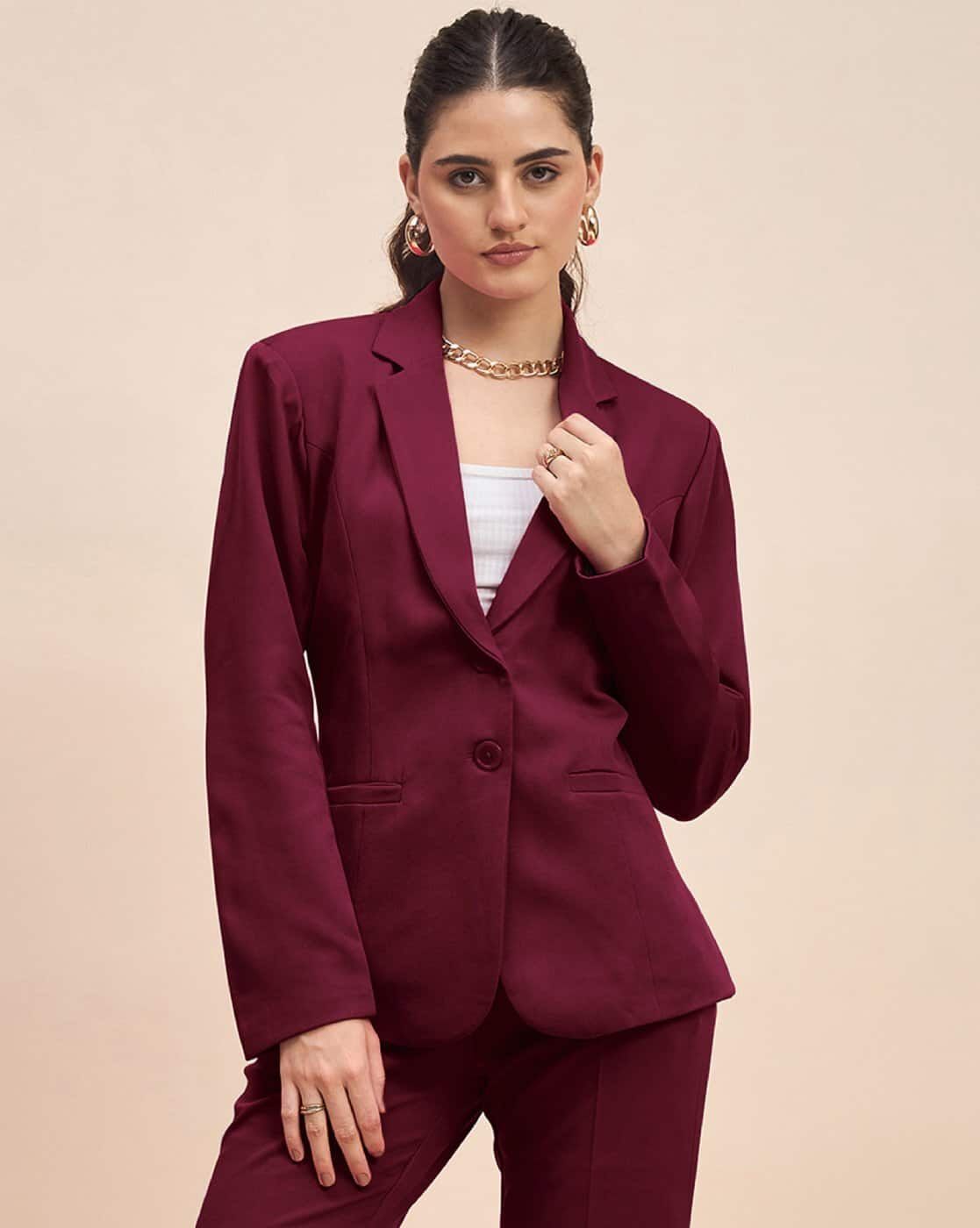 Buy Burgundy Blazers Waistcoats for Women by BRINNS Online