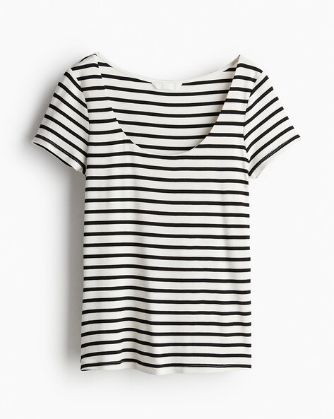 Women Striped Regular Fit Scoop-Neck Top