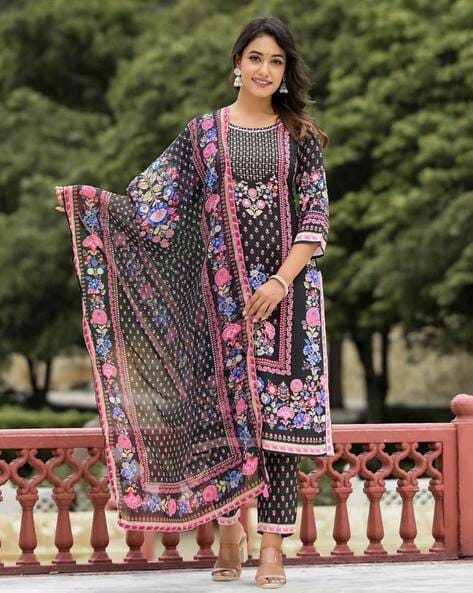 Floral Print Straight Kurta Price in India