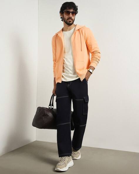 Peach Hoodie Outfit Men Men Regular Fit Hooded Sweatshirt With Zip