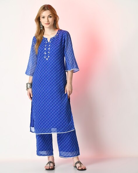 Women V-Neck Straight Kurta Set Price in India