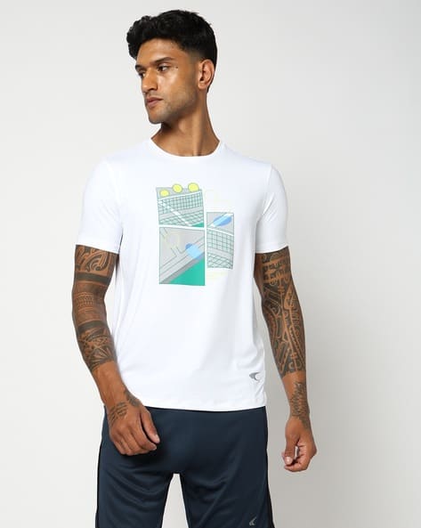 PERFORMAX Men Racquet Graphic Print Lightweight Crew-Neck T-Shirt