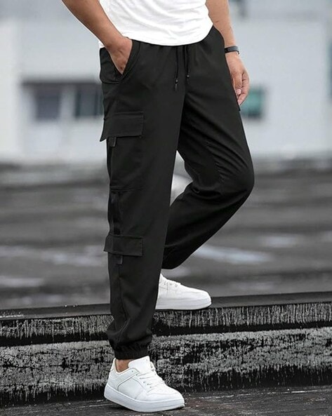 Men Ankle-Length Track Pants with Drawstring Waist