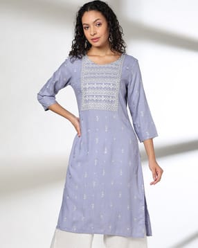 avaasa mix n' match Women Embroidered Straight Kurta-picture-41