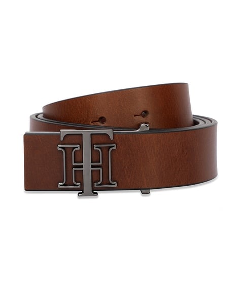 TOMMY HILFIGER Men Genuine Leather Belt with Logo Buckle Closure