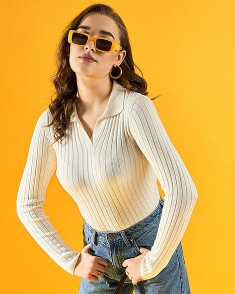 Women Striped Slip-On Pullover - Technical View