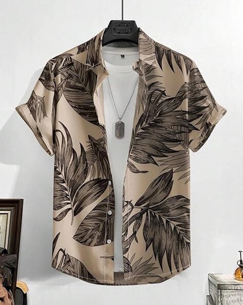 Men Tropical Print Regular Fit Shirt