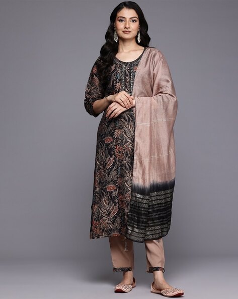 Embroidered Straight Kurta Set Price in India