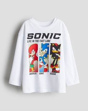 Boys Sonic Print Loose Fit Round-Neck T-Shirt
