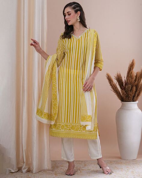 Stripes Straight Kurta Set Price in India