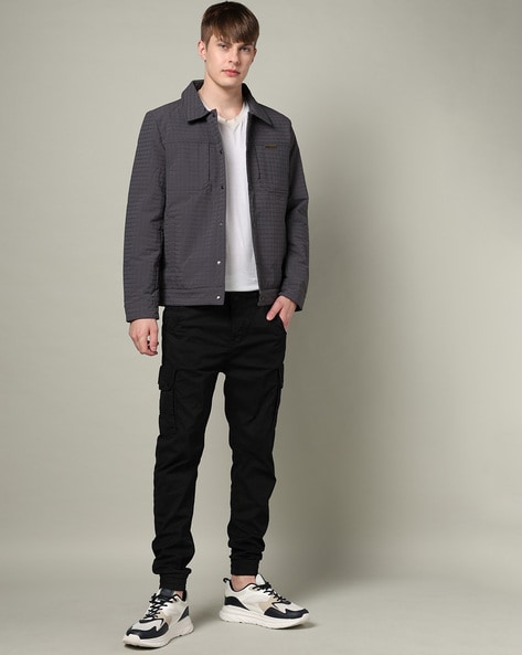 Men Self-Checked Regular Fit Jacket