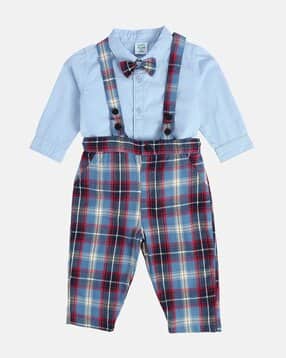 miniklub Boys Checked Cotton Trousers with Shirt & Bow-picture-43