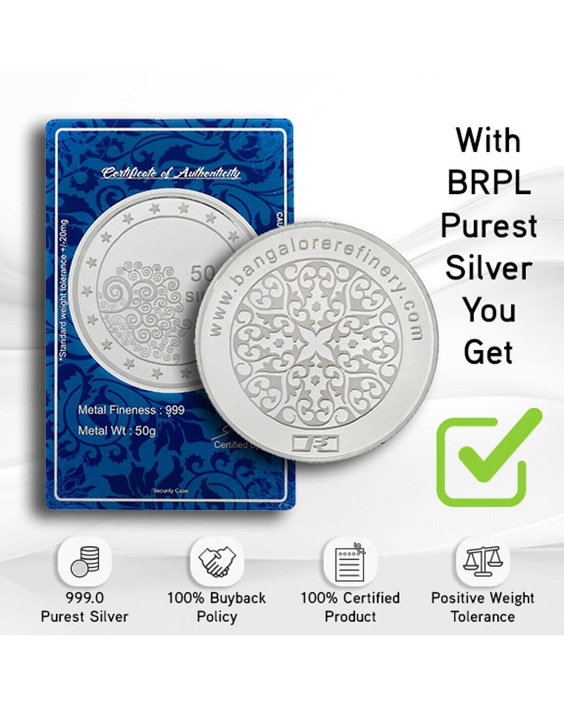 Buy Bangalore Refinery 20 Gm (999) Silver Lakshmi Coin | 999