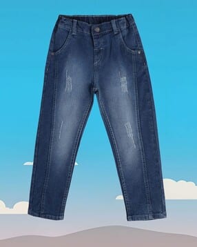 miniklub Boys Mid-Wash Distressed Straight Fit Jeans-picture-27