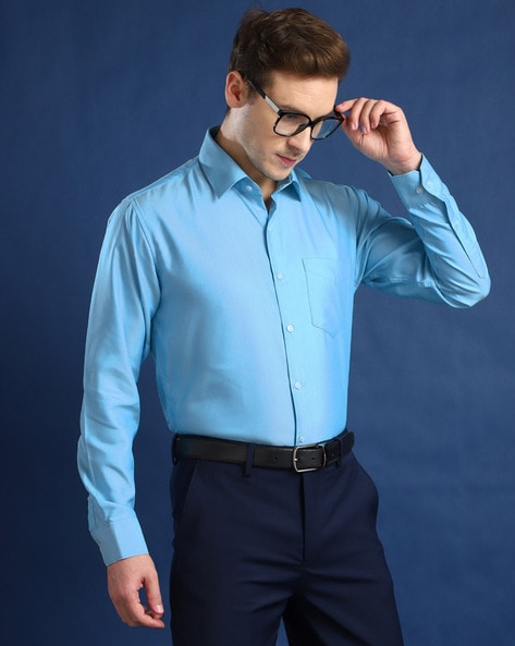 Hancock Men Self-design Slim Fit Shirt