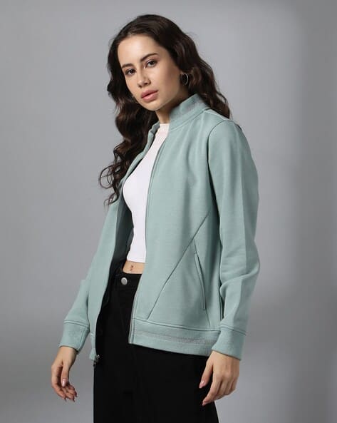 Women Regular Fit Zip-Front Sweatshirt