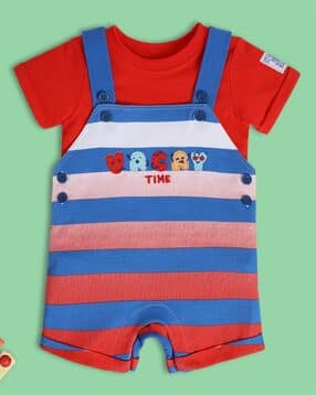miniklub Infants Striped Dungaree with T-Shirt-picture-22