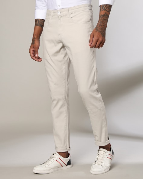 Men Comfort Fit Flat-Front Trousers