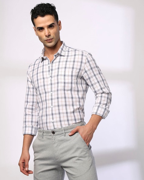 Men NP35 Checked Regular Fit Shirt