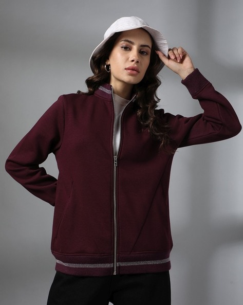 Women Regular Fit Zip-Front Sweatshirt