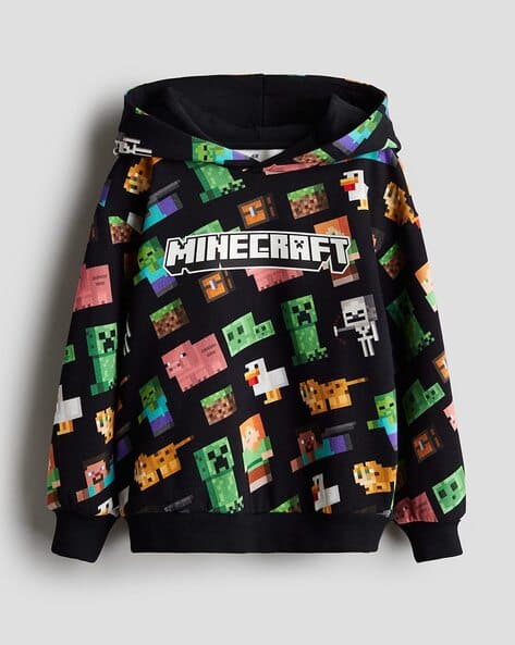 Boys Minecraft Print Loose Fit Hoodie
