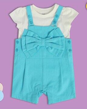 miniklub Girls Cotton T-Shirt & Dungarees Set-picture-10