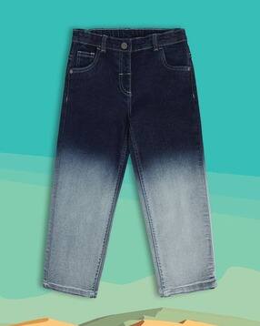 Girls Mid-Wash Regular Fit Jeans