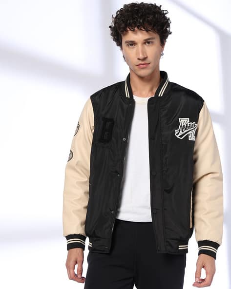 Men Applique Regular Fit Jacket