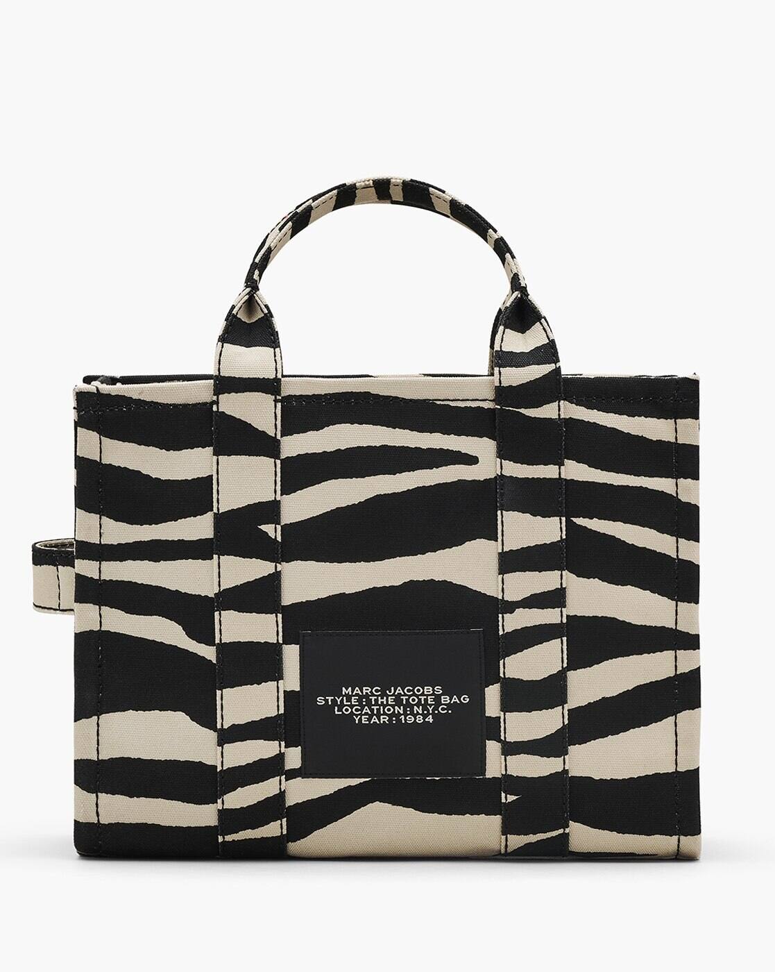Buy MARC JACOBS The Zebra Canvas Medium Tote Bag | Black Color