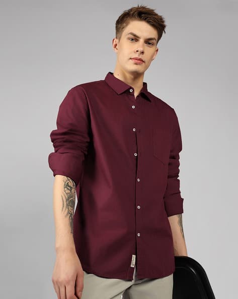 Buy Maroon Shirts for Men by DENNISLINGO PREMIUM ATTIRE Online