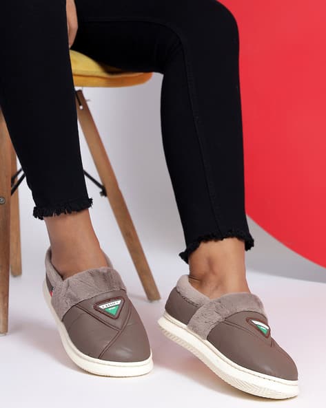 Women Regular Fit Booties with Fur Accent