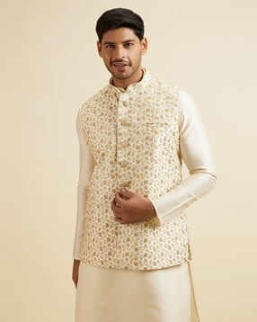 manyavar Men Embroidered Nehru Jacket with Button-Closure-picture-21