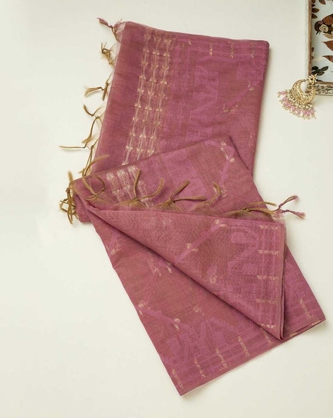 Women Striped Dupatta with Tassels Price in India