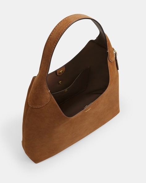 Buy Coach Suede Brooklyn Large Shoulder Bag | Brown Color Women