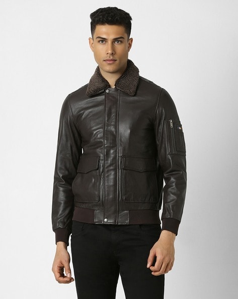 Men Regular Fit Cotton Biker Jacket