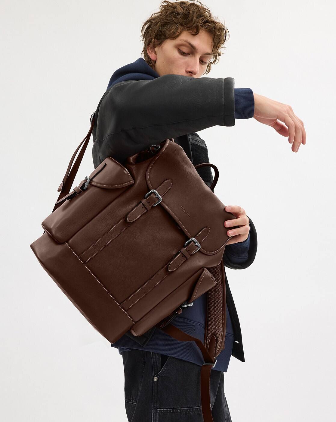 Buy Coach Leather Hitch Backpack | Maroon mapel Color Men | AJIO LUXE