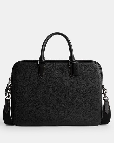 Buy Coach Gotham Pebble Leather Slim Briefcase | Black Color Men 