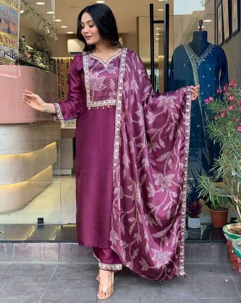 Embroidery Straight Kurta Set Price in India