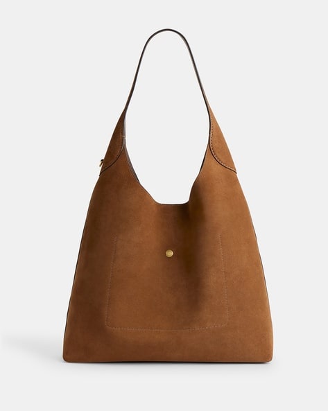 Buy Coach Suede Brooklyn Large Shoulder Bag | Brown Color Women