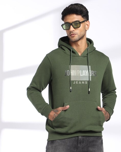 Men Logo Print Slim Fit Hoodie